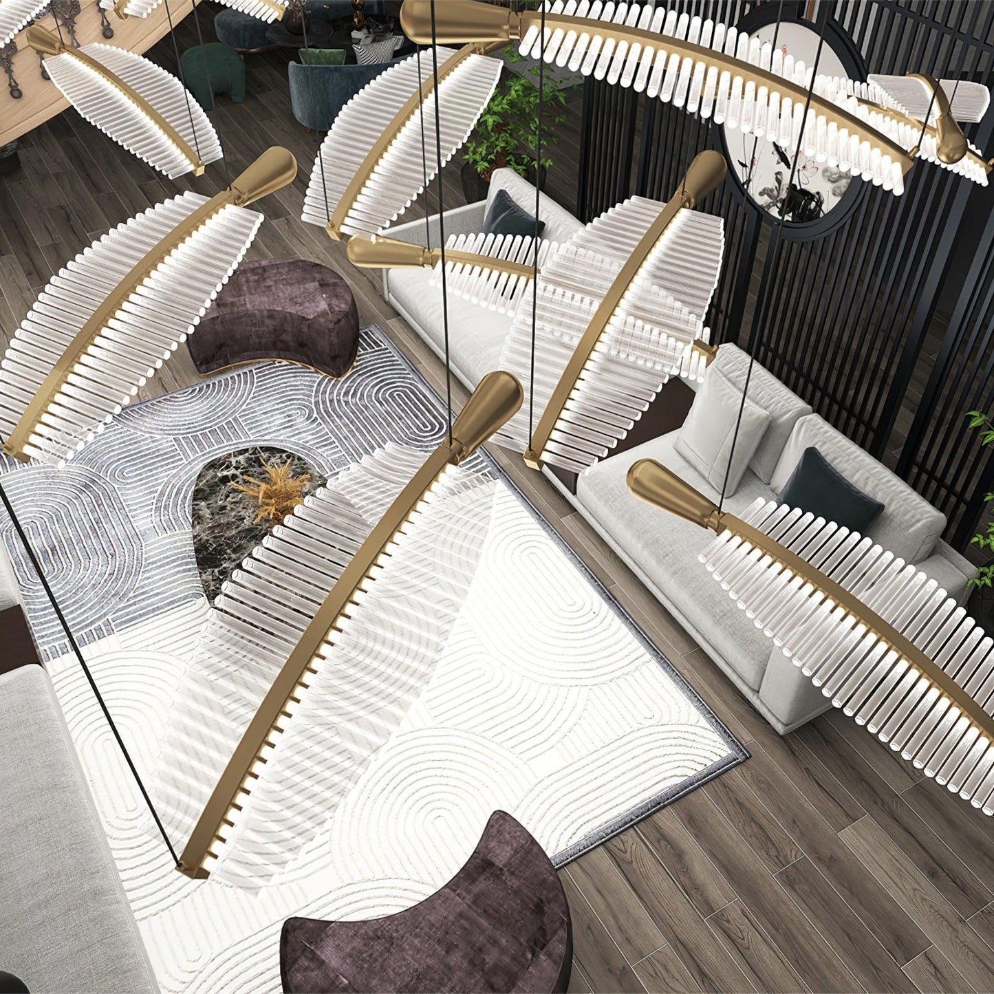 Banana Leaf LED Chandelier - Loonglight