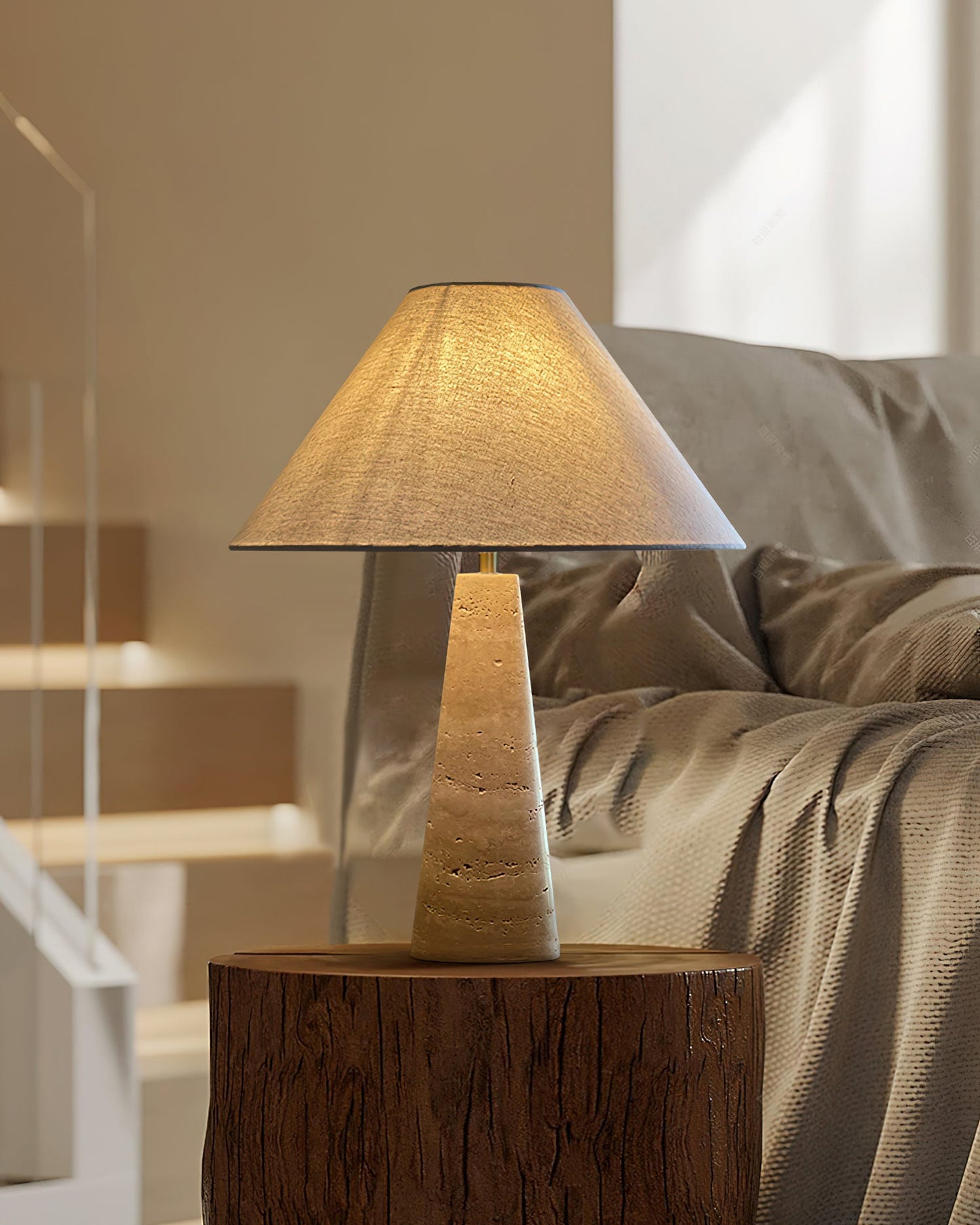 Lulu Travertine Table Lamp - Loonglight