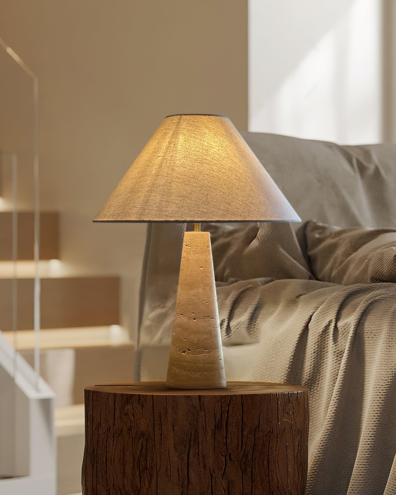 Lulu Travertine Table Lamp - Loonglight