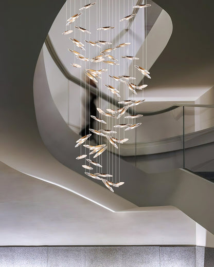 LumiBlade Glass Leaf Chandelier - Loonglight