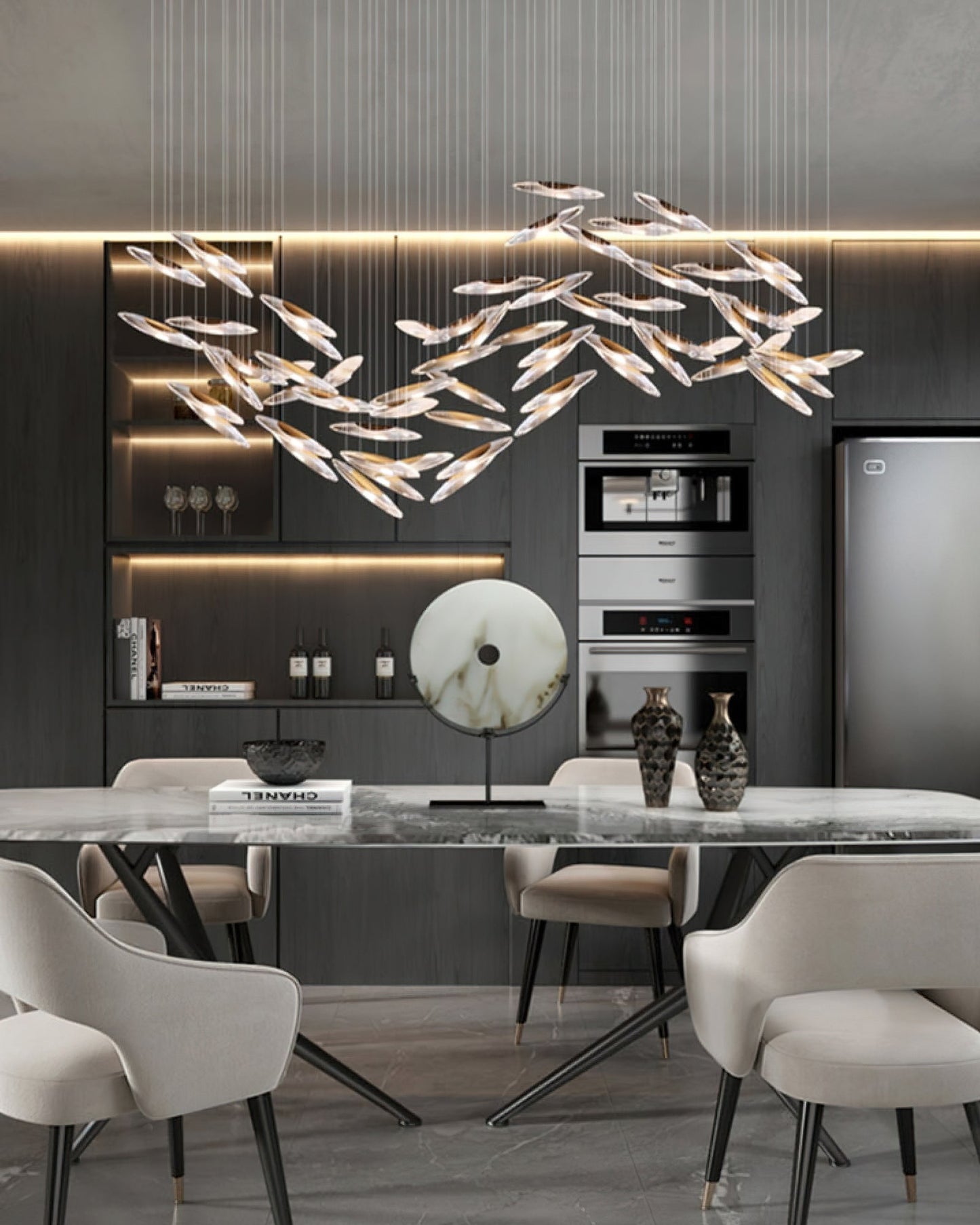 LumiBlade Glass Leaf Chandelier - Loonglight