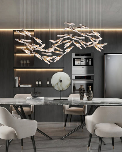 LumiBlade Glass Leaf Chandelier - Loonglight