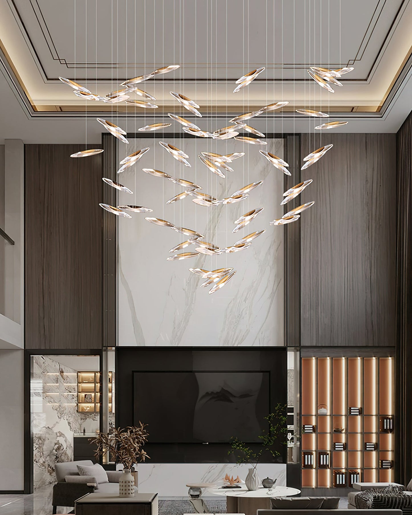 LumiBlade Glass Leaf Chandelier - Loonglight