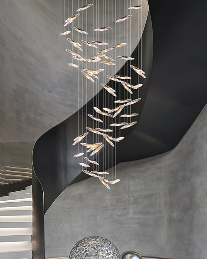 LumiBlade Glass Leaf Chandelier - Loonglight