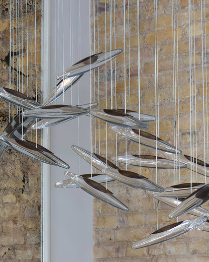 LumiBlade Glass Leaf Chandelier - Loonglight