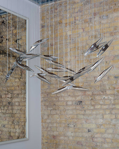 LumiBlade Glass Leaf Chandelier - Loonglight