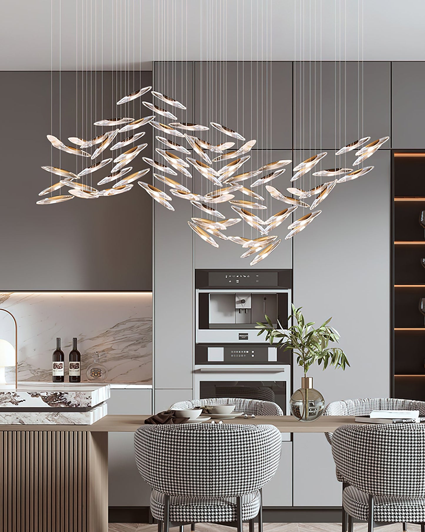 LumiBlade Glass Leaf Chandelier - Loonglight