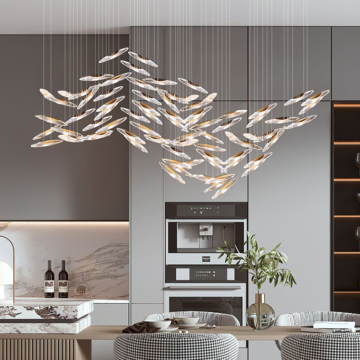 LumiBlade Glass Leaf Chandelier - Loonglight