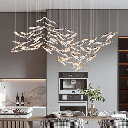 LumiBlade Glass Leaf Chandelier - Loonglight
