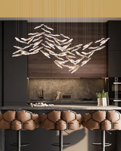 LumiBlade Glass Leaf Chandelier - Loonglight