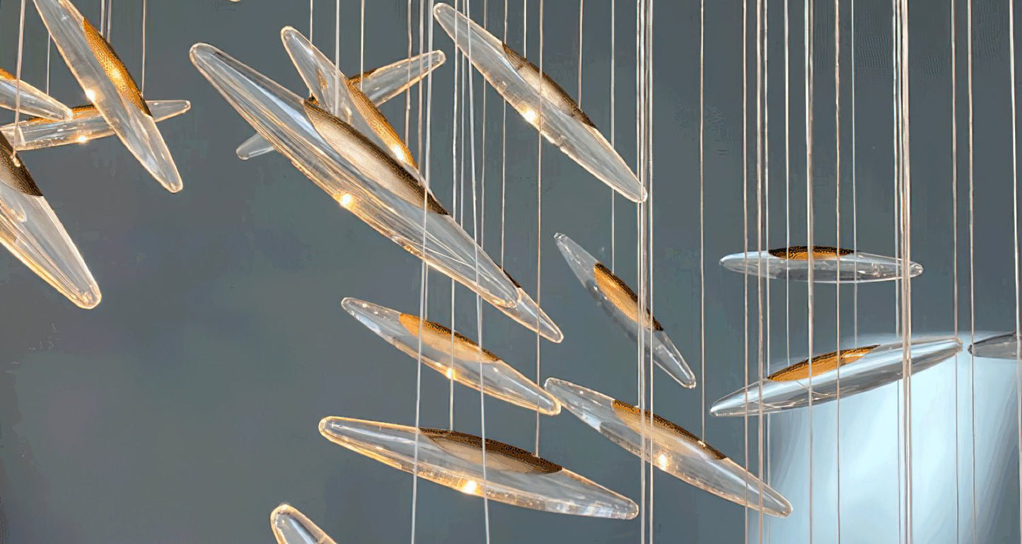 LumiBlade Glass Leaf Chandelier - Loonglight