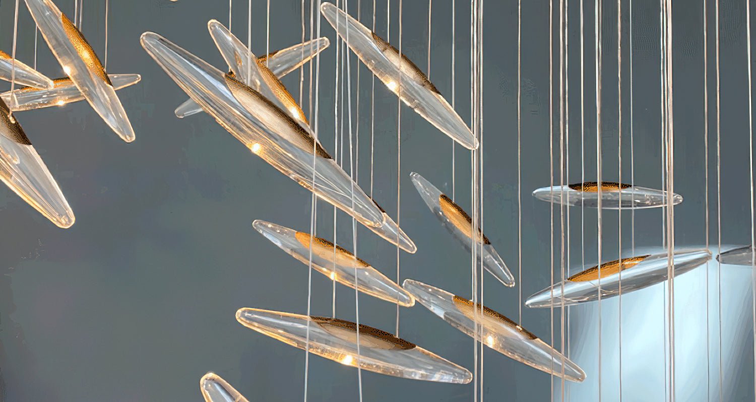 LumiBlade Glass Leaf Chandelier - Loonglight