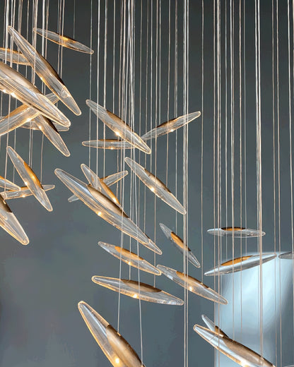 LumiBlade Glass Leaf Chandelier - Loonglight