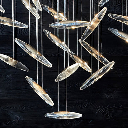 LumiBlade Glass Leaf Chandelier - Loonglight