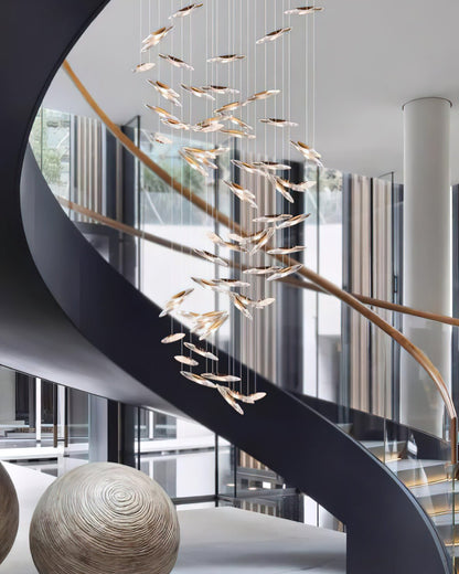 LumiBlade Glass Leaf Chandelier - Loonglight
