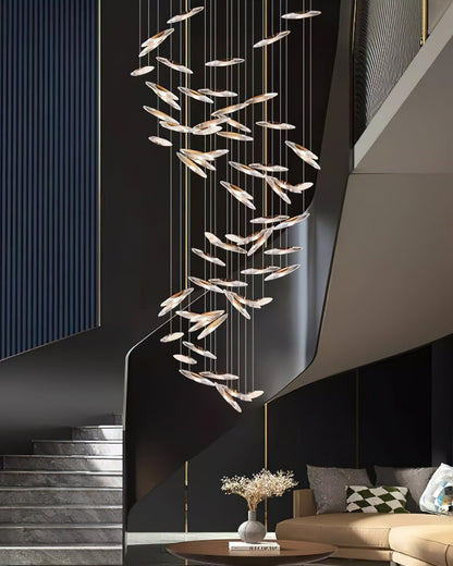 LumiBlade Glass Leaf Chandelier - Loonglight