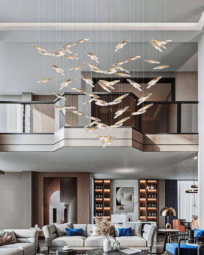 LumiBlade Glass Leaf Chandelier - Loonglight