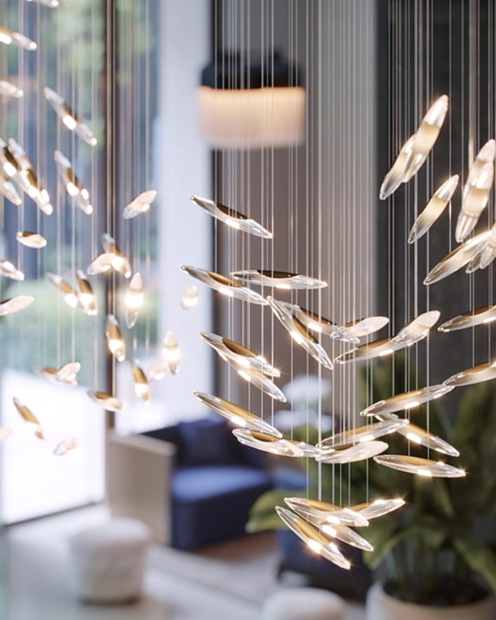 LumiBlade Glass Leaf Chandelier - Loonglight