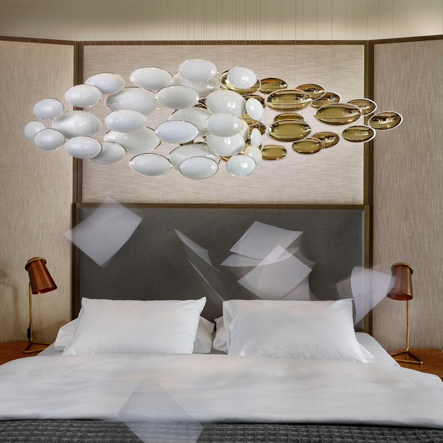 Bowl Glass Leaf Chandelier - Loonglight