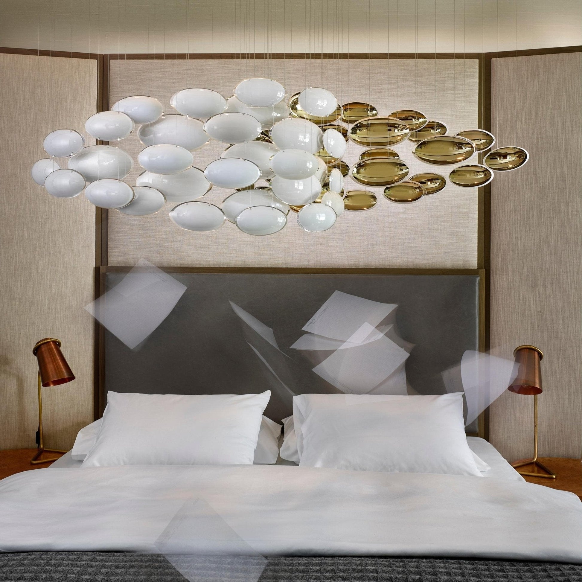 Bowl Glass Leaf Chandelier - Loonglight