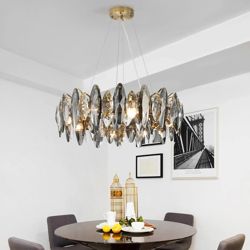 Luxury Smoke Grey Crystal Chandelier