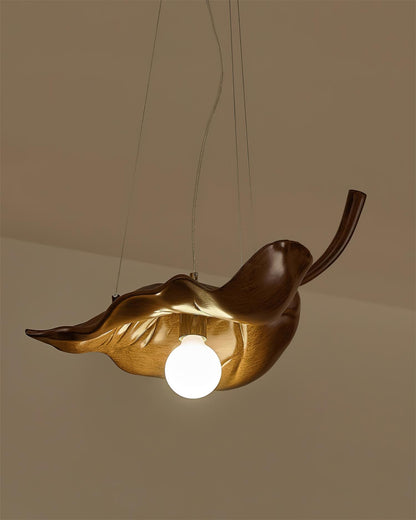 Hanglamp met gedroogde bladeren