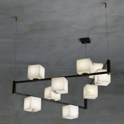 Alabaster Square Box Chandelier - Loonglight