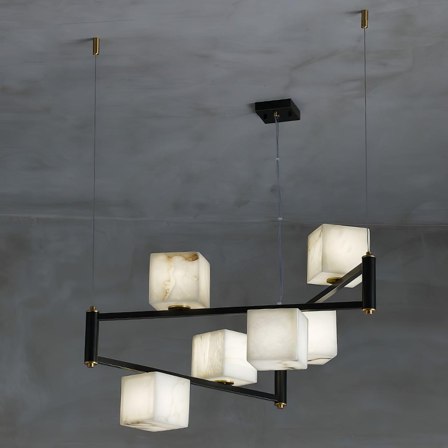 Alabaster Square Box Chandelier - Loonglight