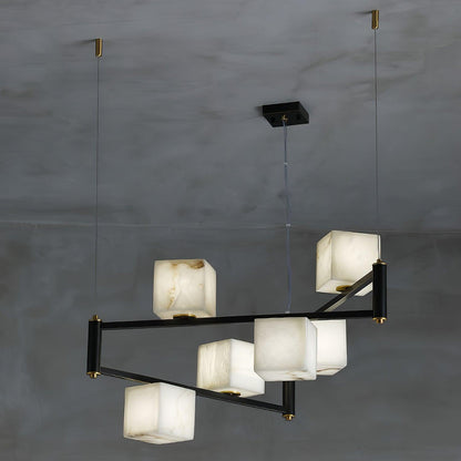Alabaster Square Box Chandelier - Loonglight