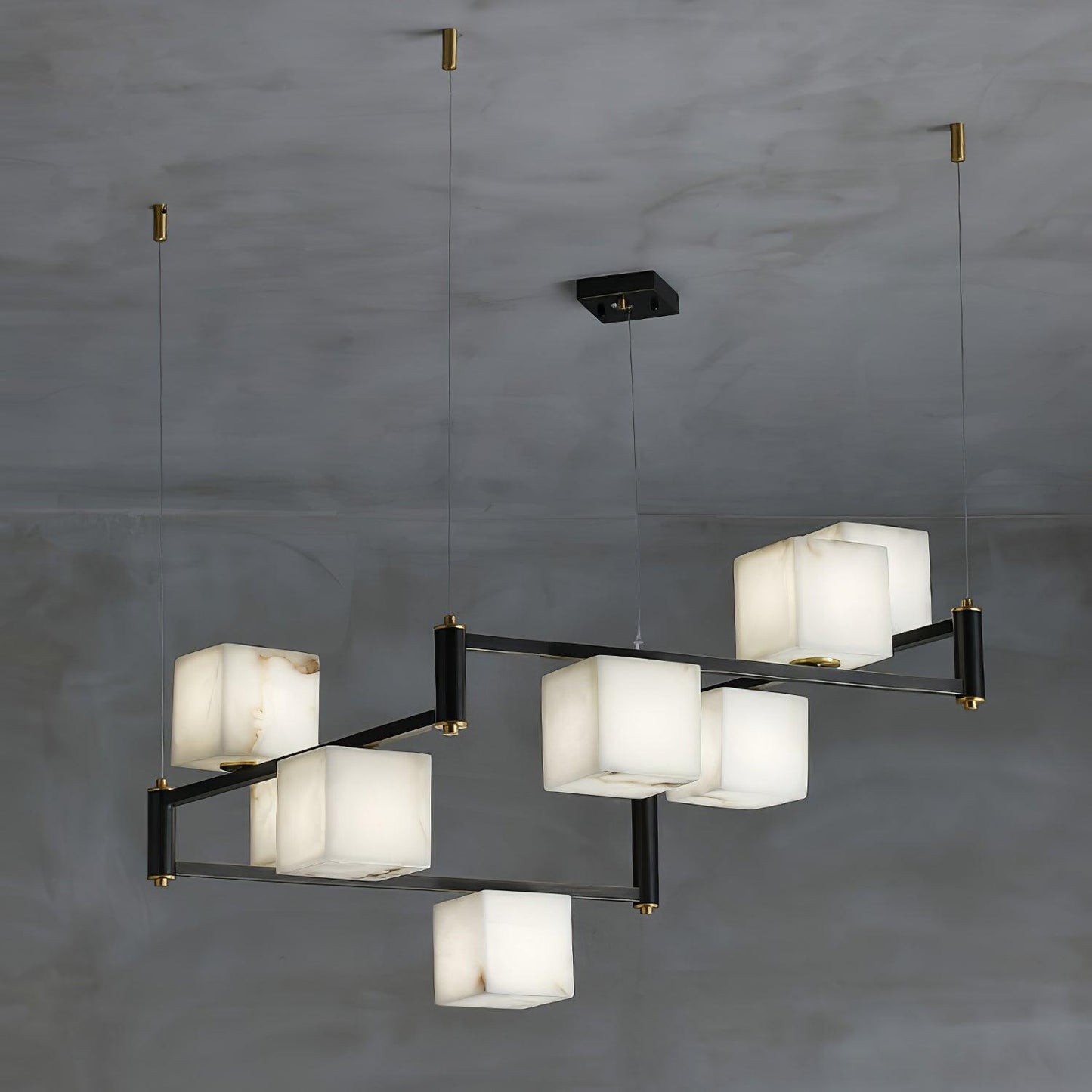 Alabaster Square Box Chandelier - Loonglight