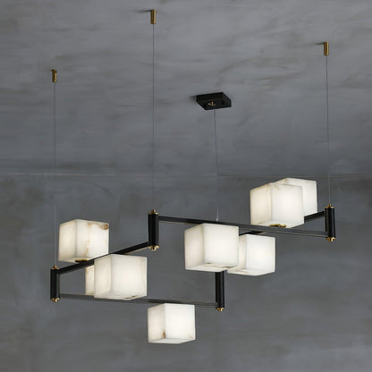 Alabaster Square Box Chandelier - Loonglight