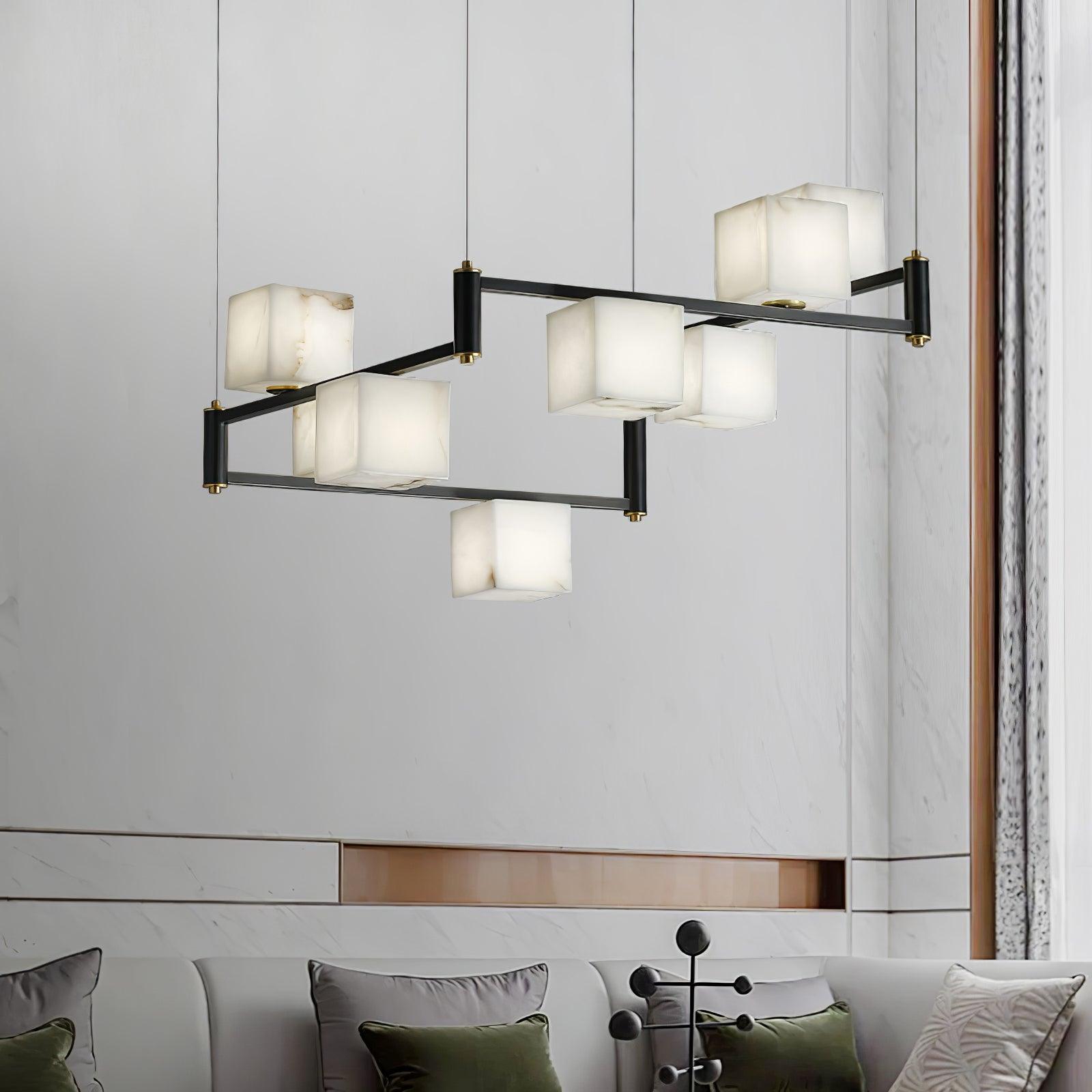 Alabaster Square Box Chandelier - Loonglight