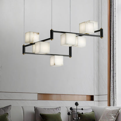 Alabaster Square Box Chandelier - Loonglight