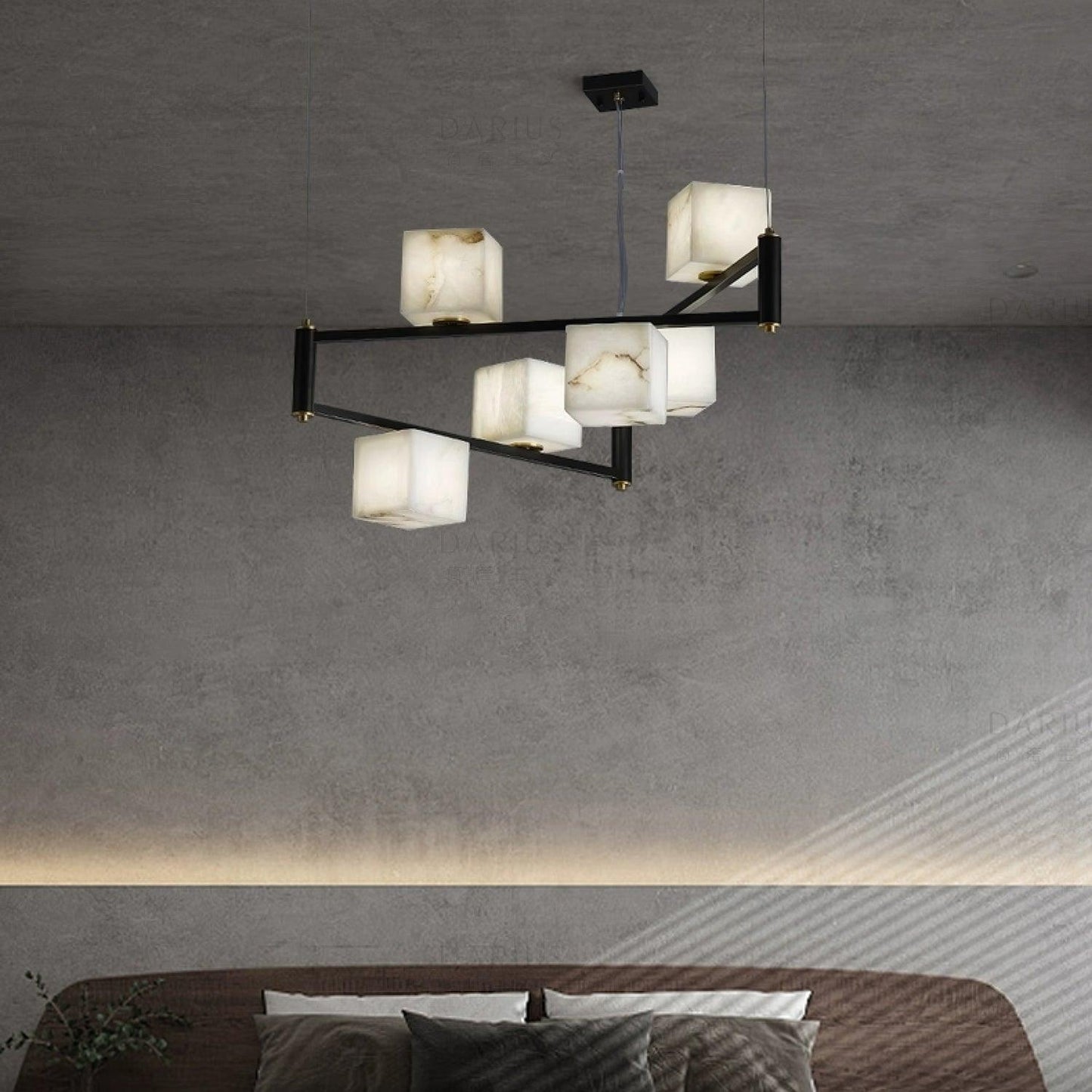 Alabaster Square Box Chandelier - Loonglight