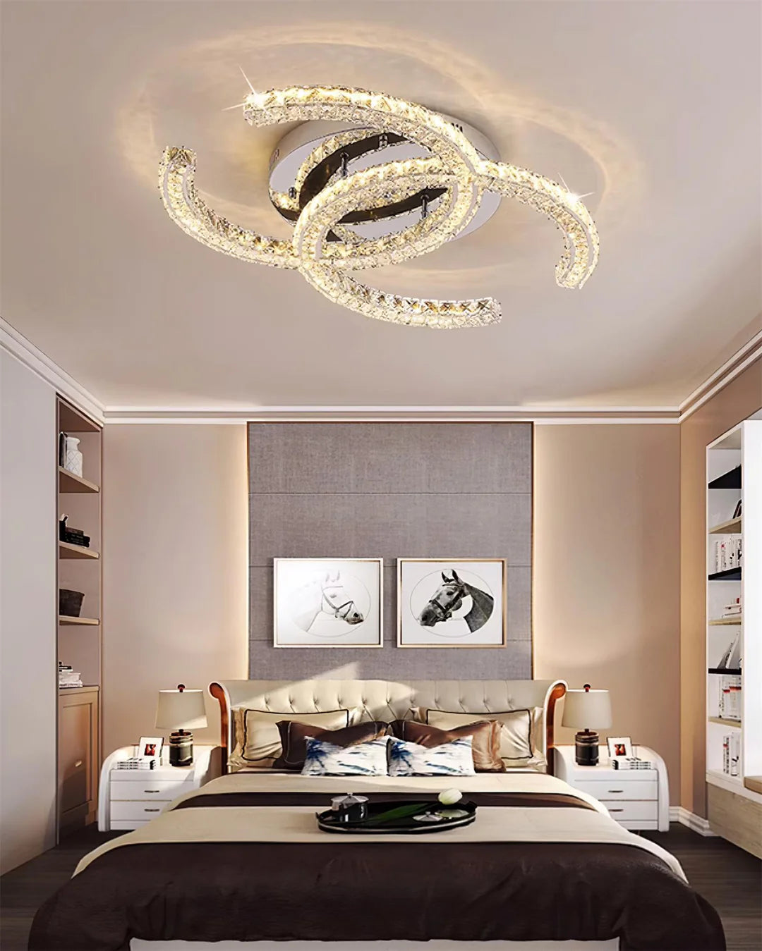 Modern Double C Crystal Ceiling Lamp - Loonglight