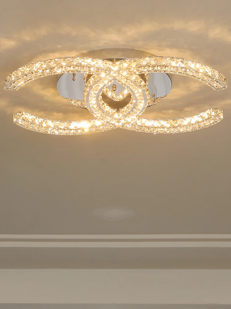 Modern Double C Crystal Ceiling Lamp - Loonglight