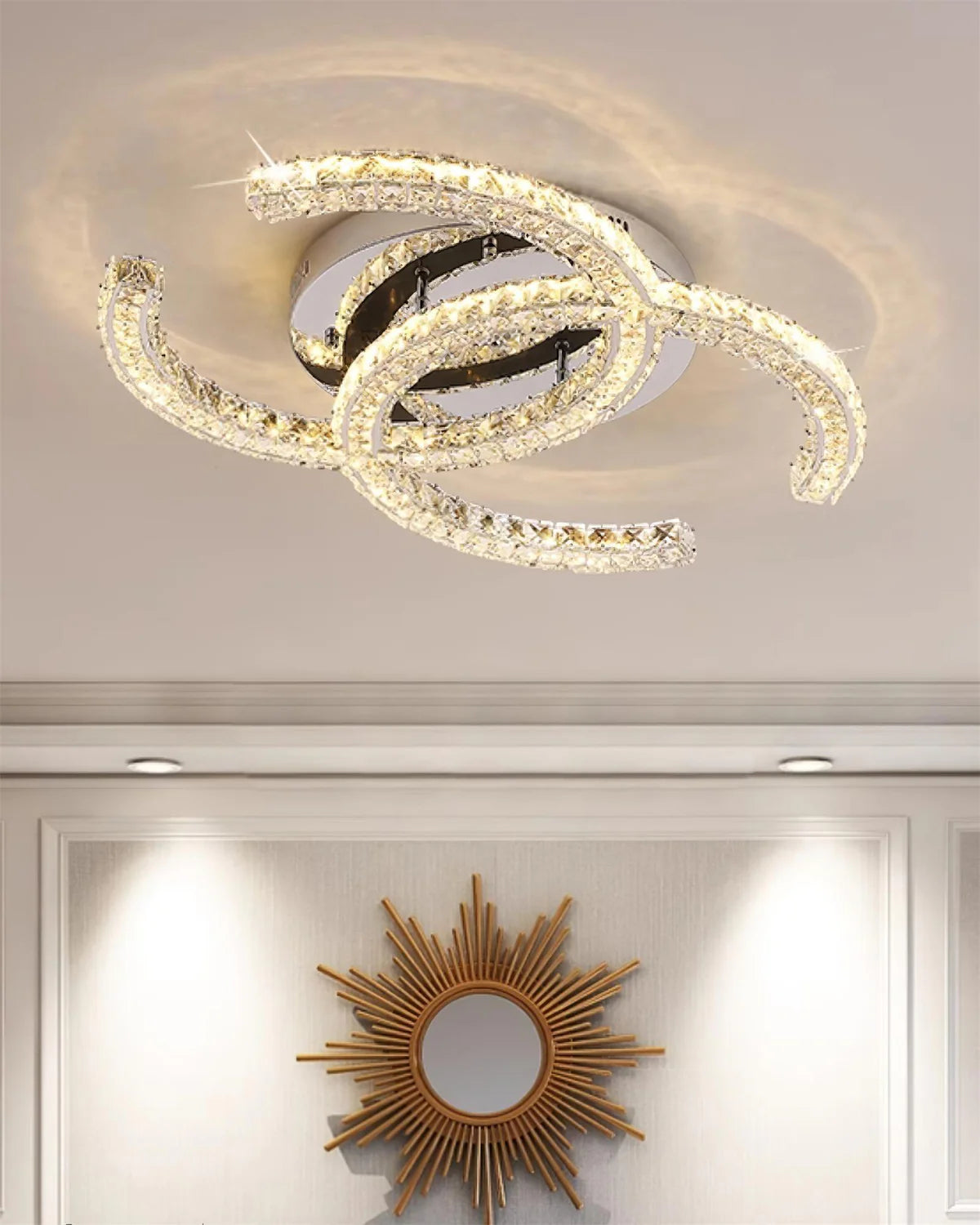 Modern Double C Crystal Ceiling Lamp - Loonglight