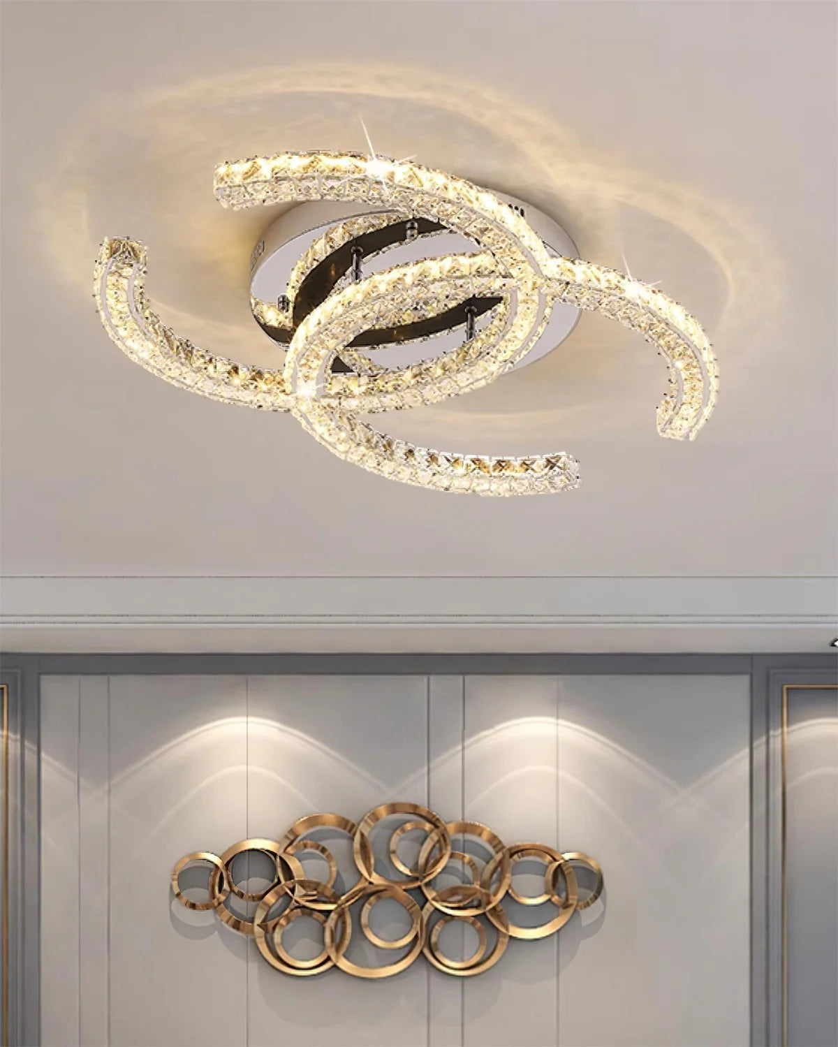 Modern Double C Crystal Ceiling Lamp - Loonglight