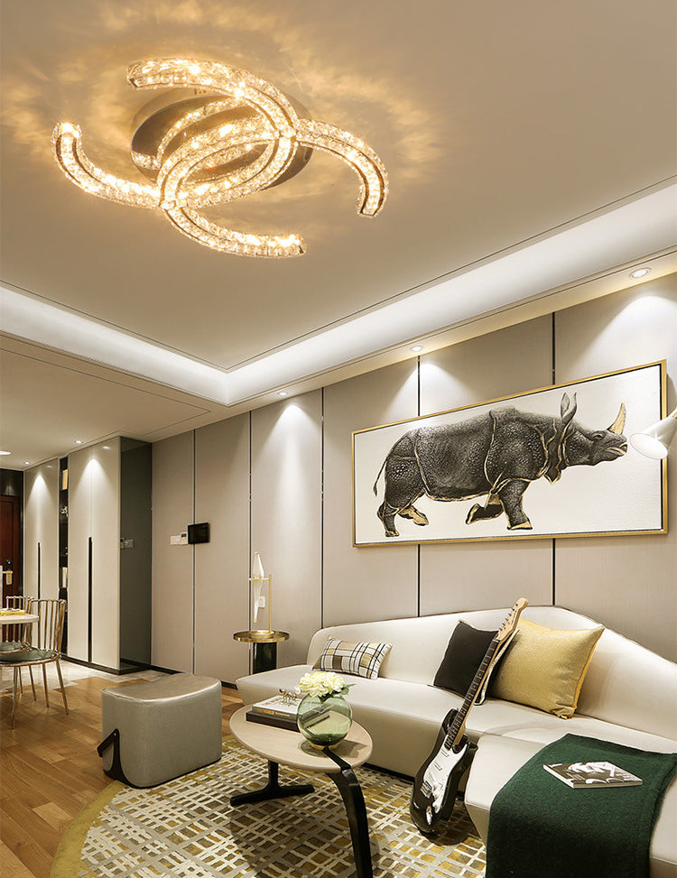 Modern Double C Crystal Ceiling Lamp - Loonglight