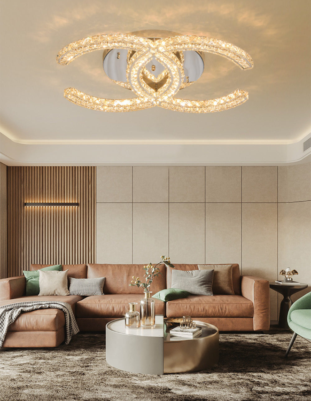 Modern Double C Crystal Ceiling Lamp - Loonglight