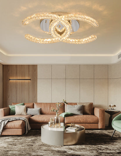 Modern Double C Crystal Ceiling Lamp - Loonglight