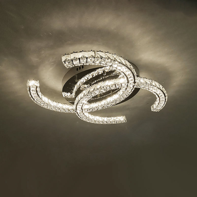 Modern Double C Crystal Ceiling Lamp - Loonglight