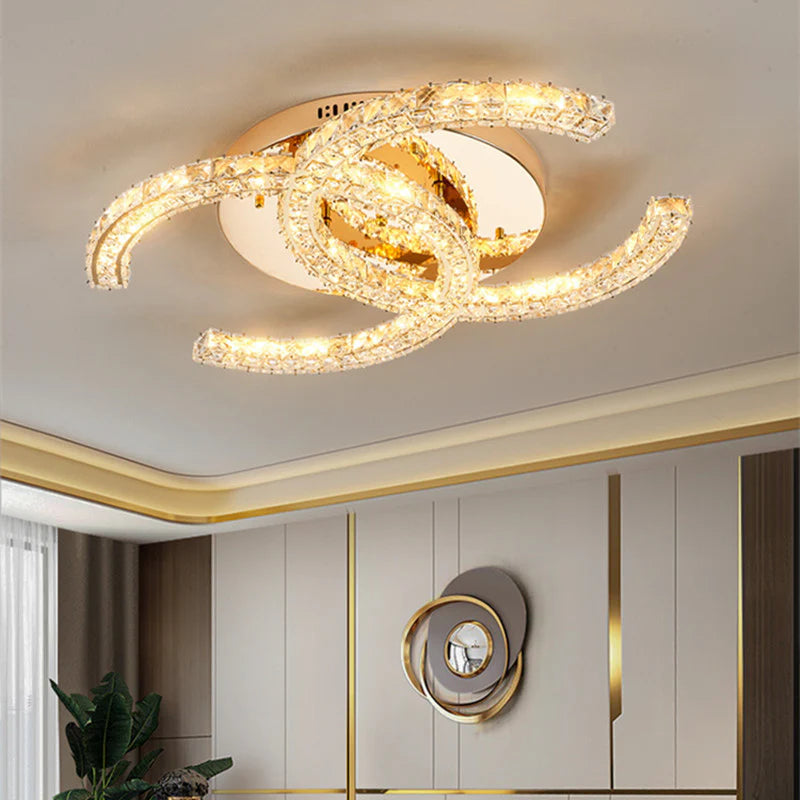 Modern Double C Crystal Ceiling Lamp - Loonglight