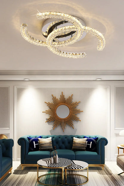Modern Double C Crystal Ceiling Lamp - Loonglight