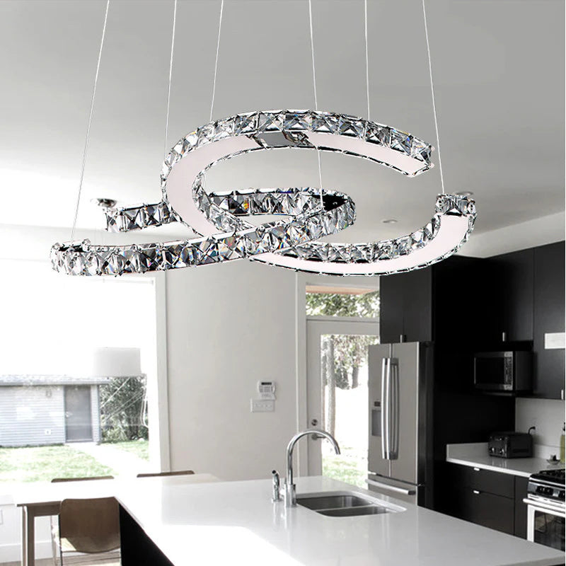 Modern Double C Crystal Chandelier - Loonglight