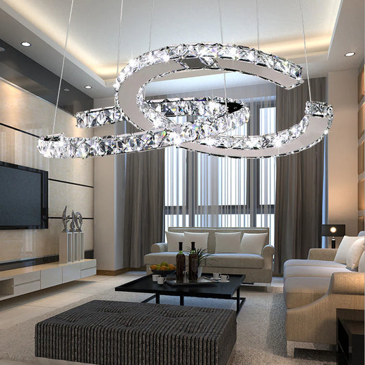 Modern Double C Crystal Chandelier - Loonglight