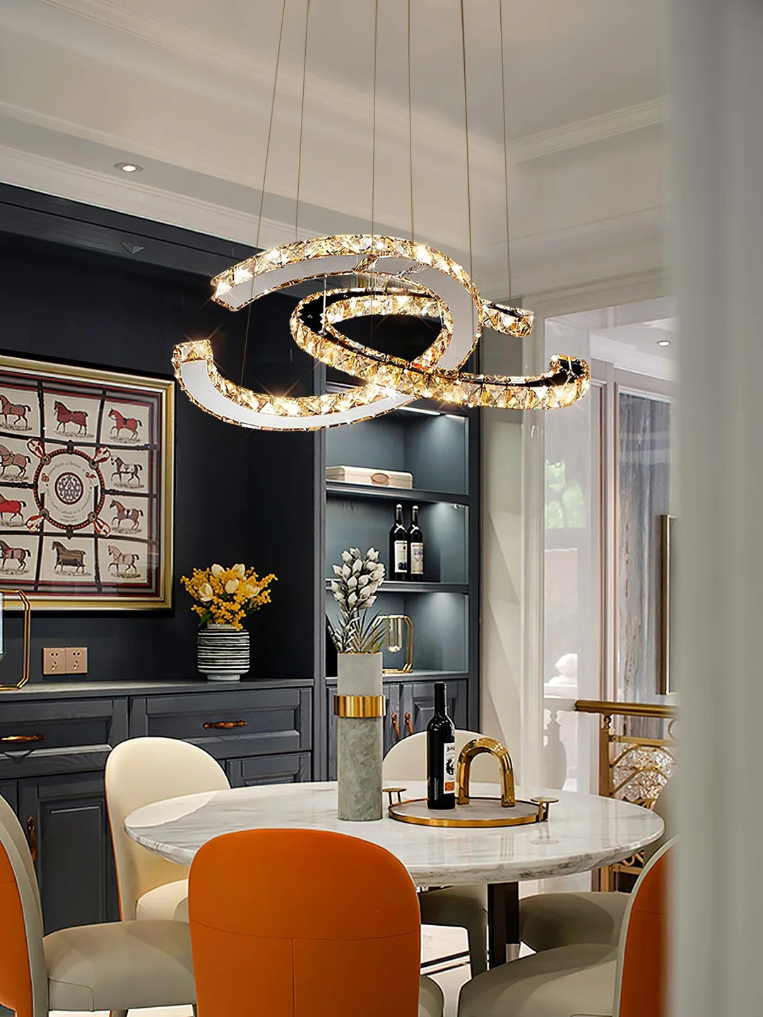 Modern Double C Crystal Chandelier - Loonglight
