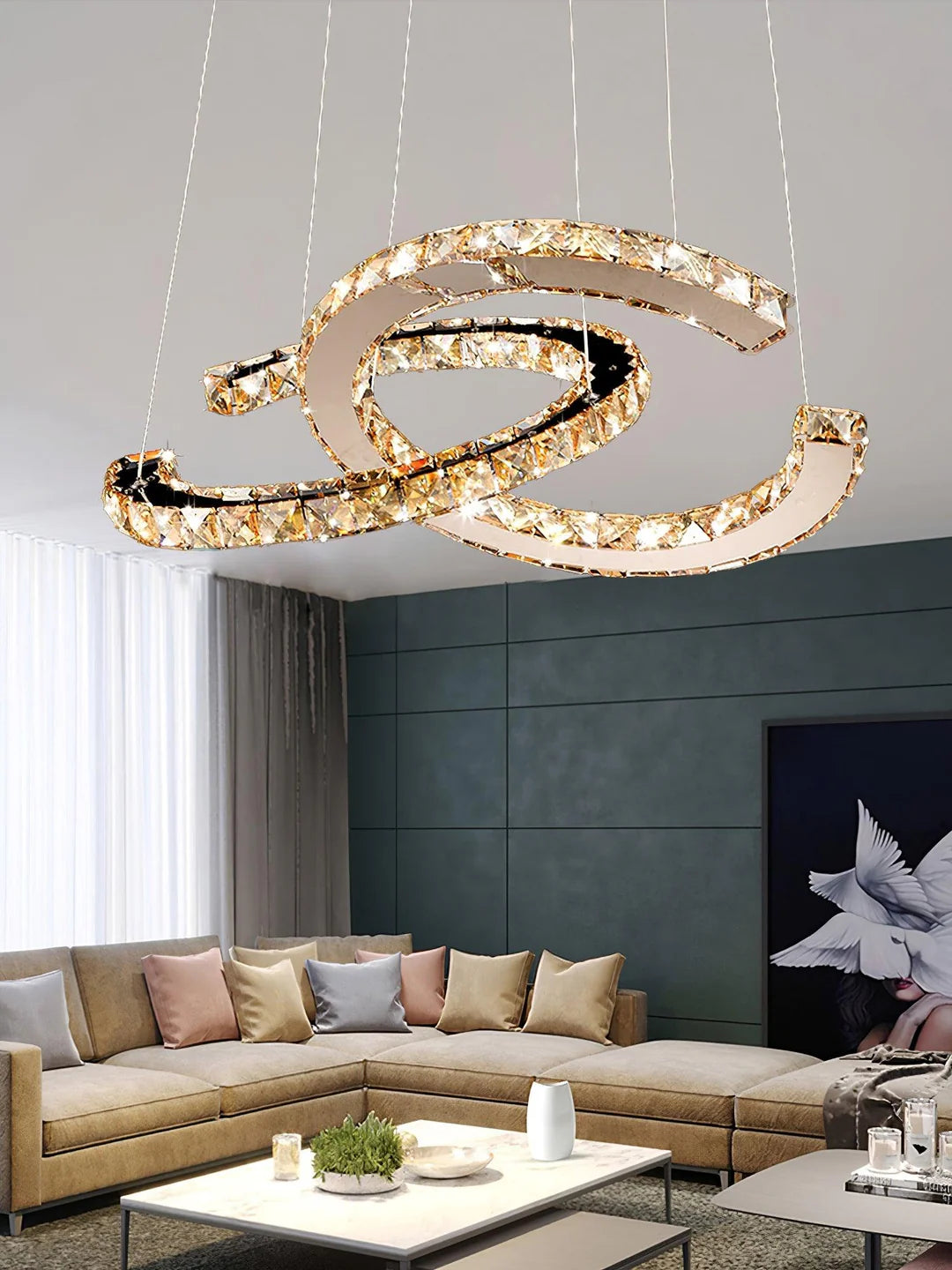 Modern Double C Crystal Chandelier - Loonglight