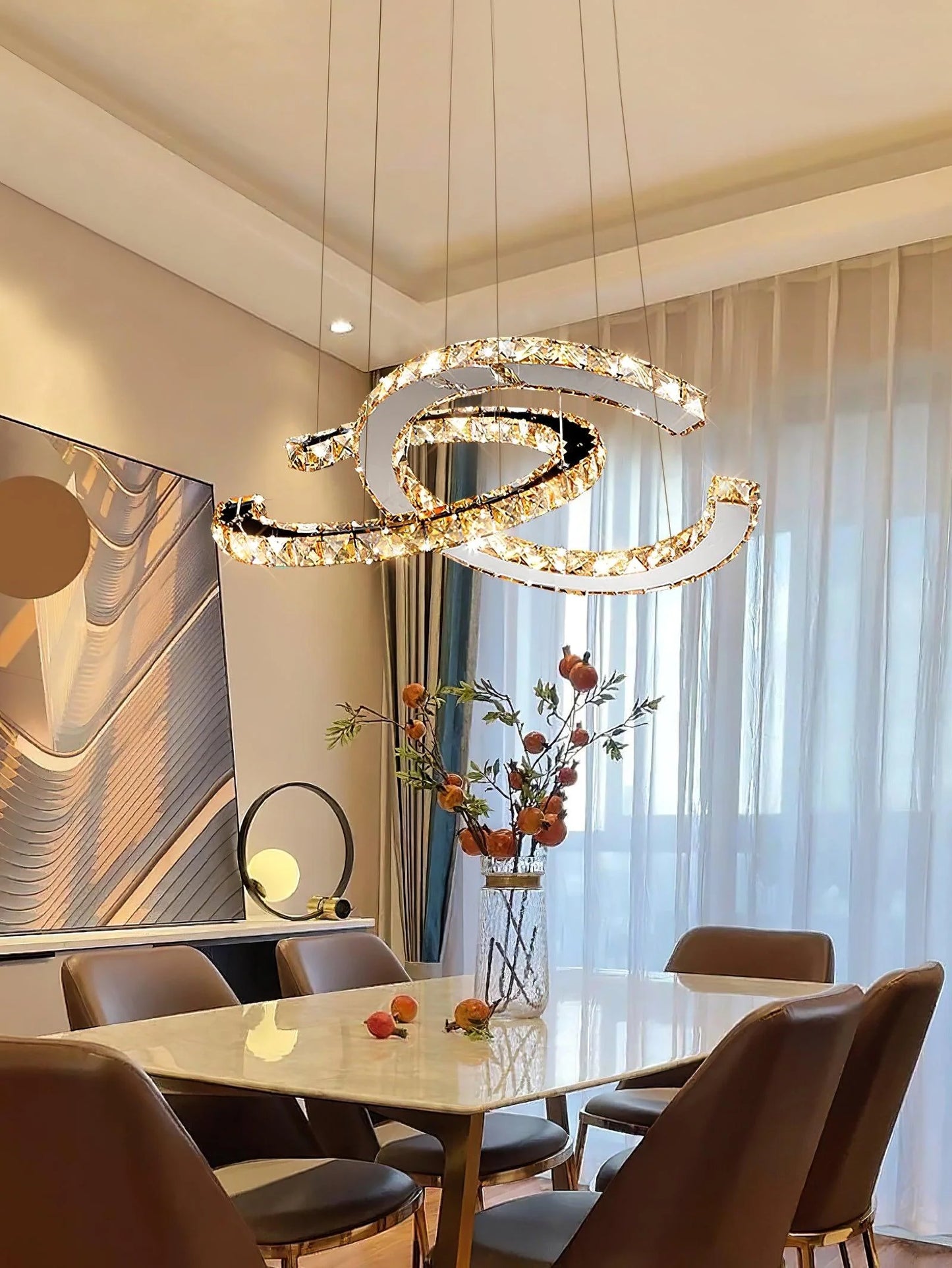 Modern Double C Crystal Chandelier - Loonglight