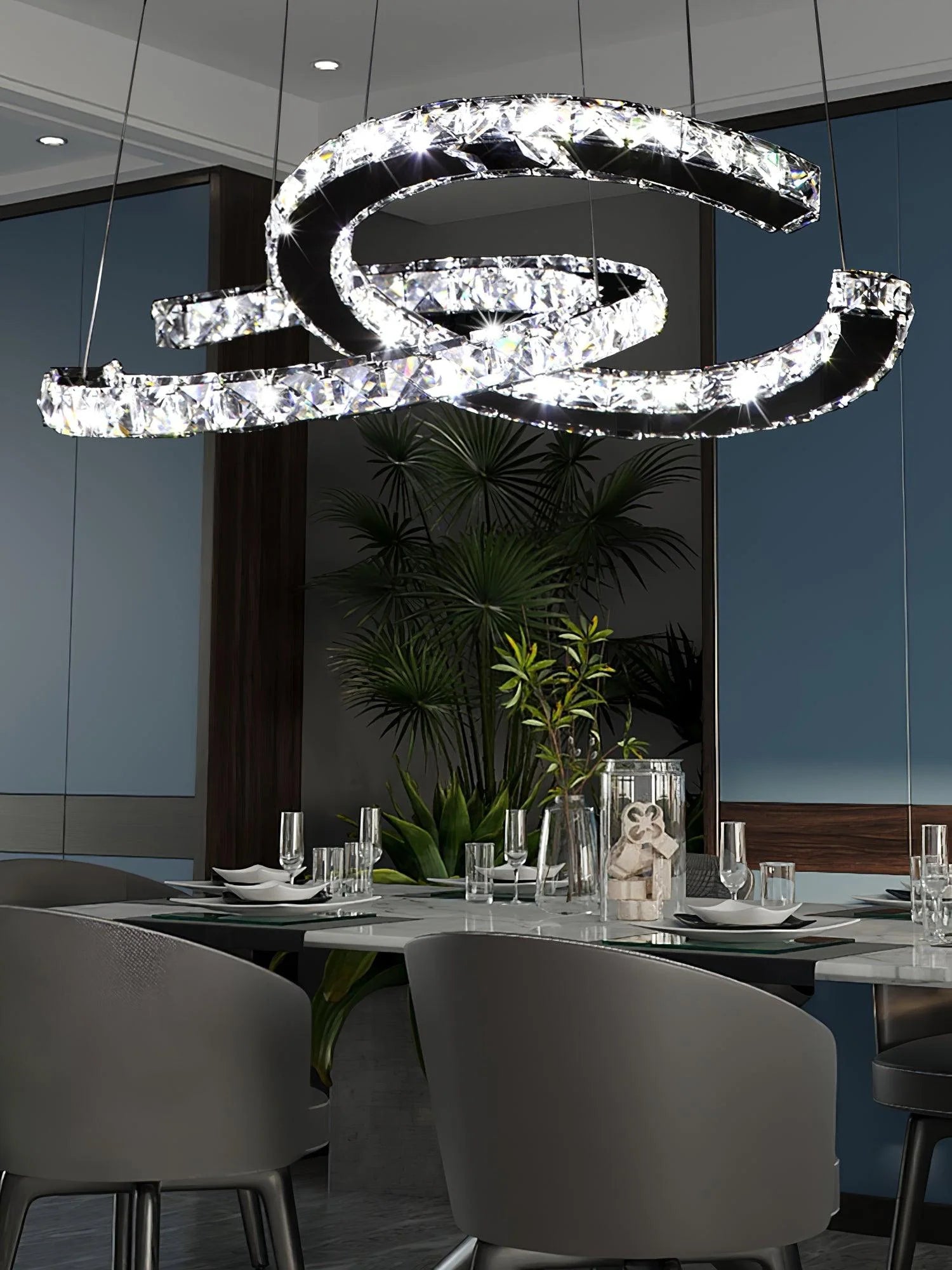 Modern Double C Crystal Chandelier - Loonglight